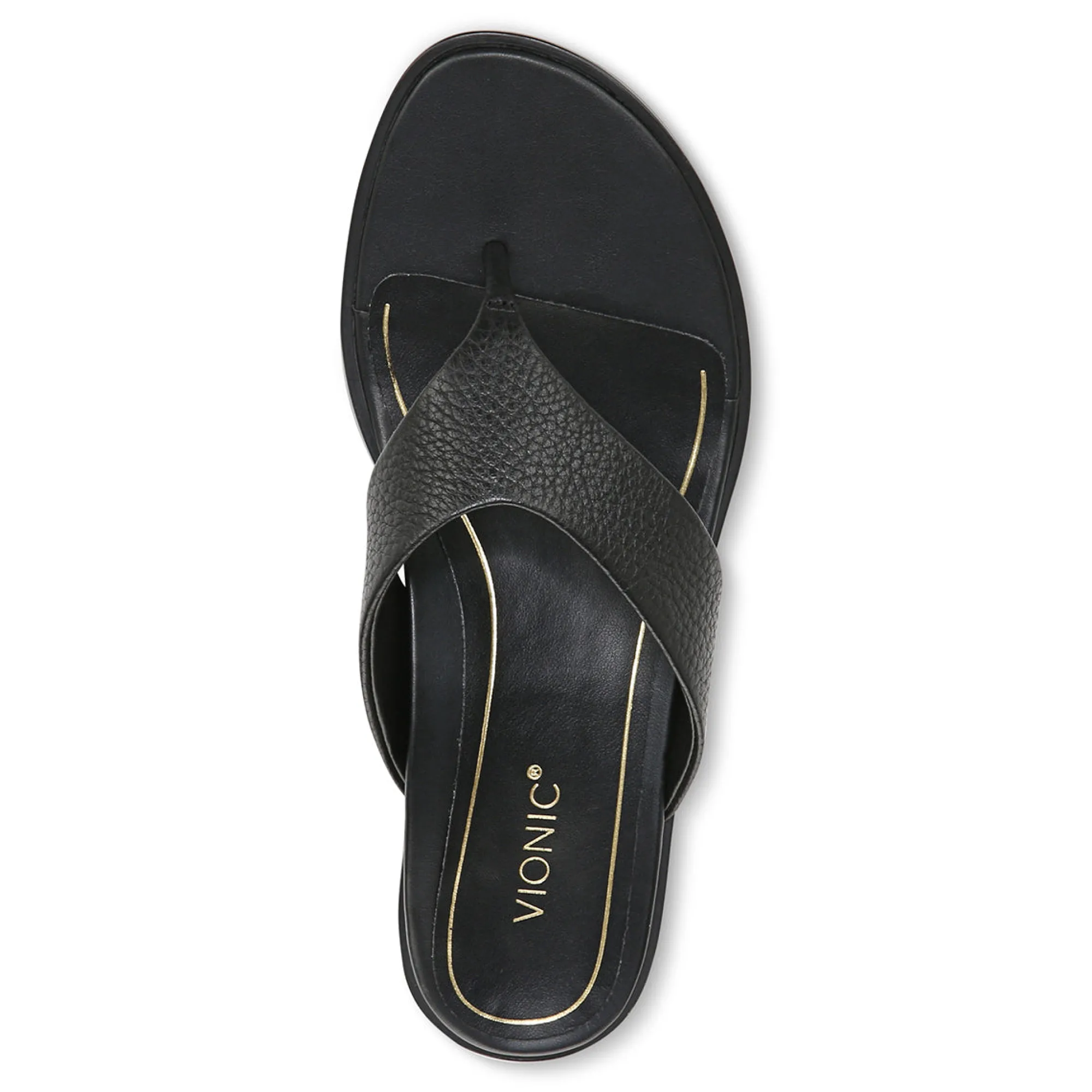 Clearance Vionic Agave Toe Post Sandal Black Leather|Classic Blue|Cream|Gold