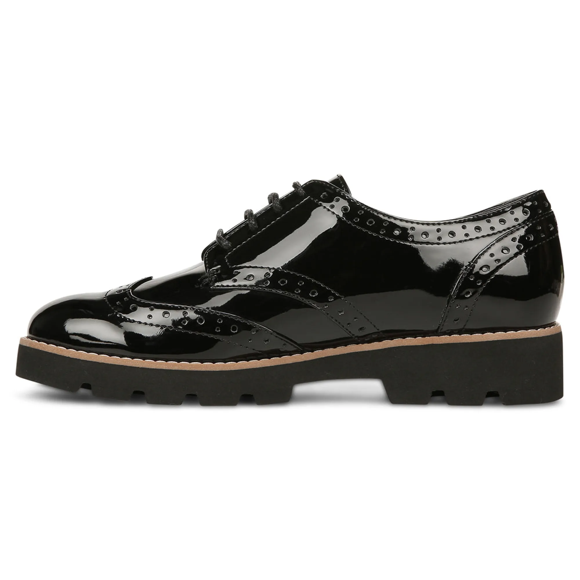 Outlet Vionic Alfina Oxford (Wide) Black Patent|Pewter Metallic