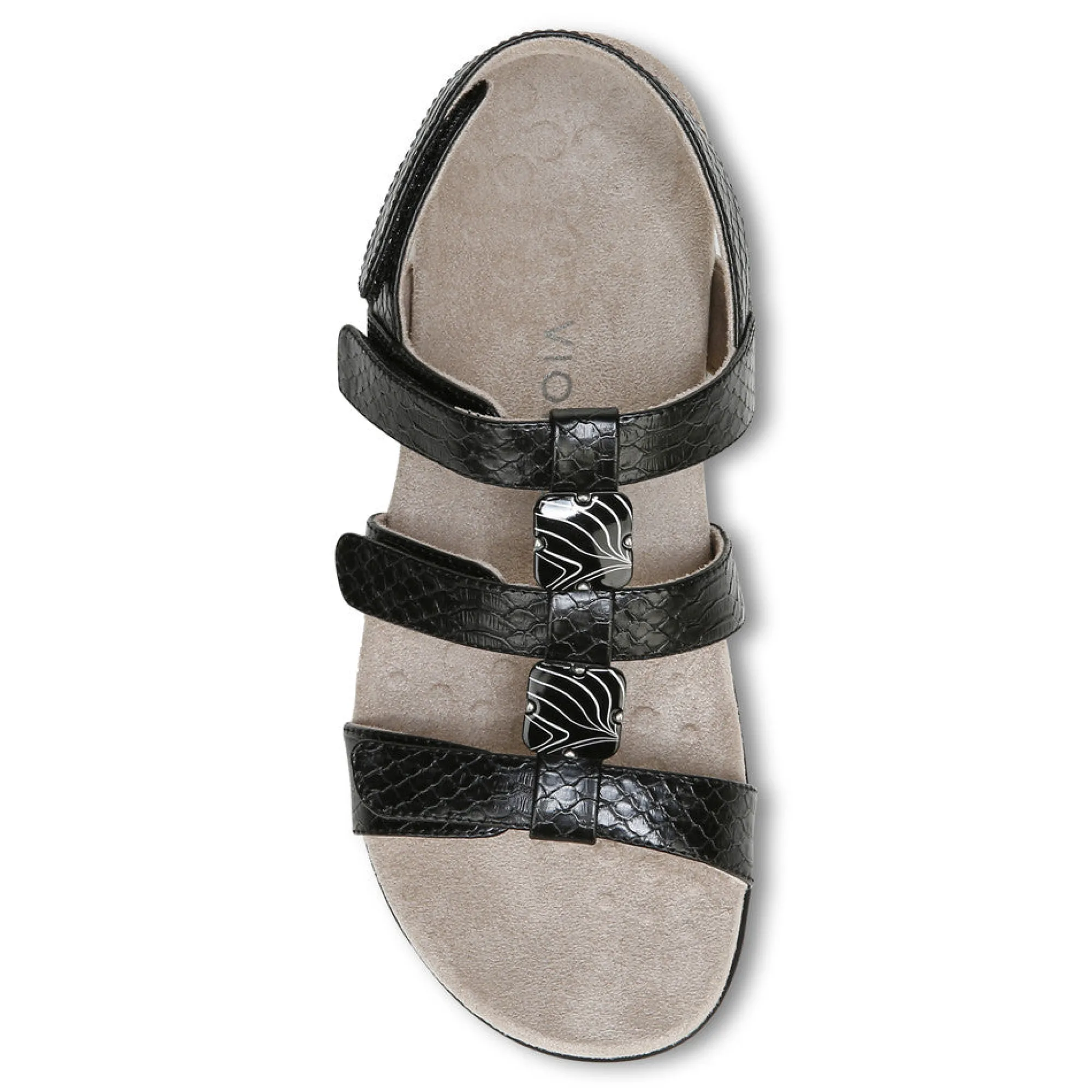Outlet Vionic Amber Adjustable Sandal (Wide) Black Croco|Black Metallic|Black Snake|Gold Cork