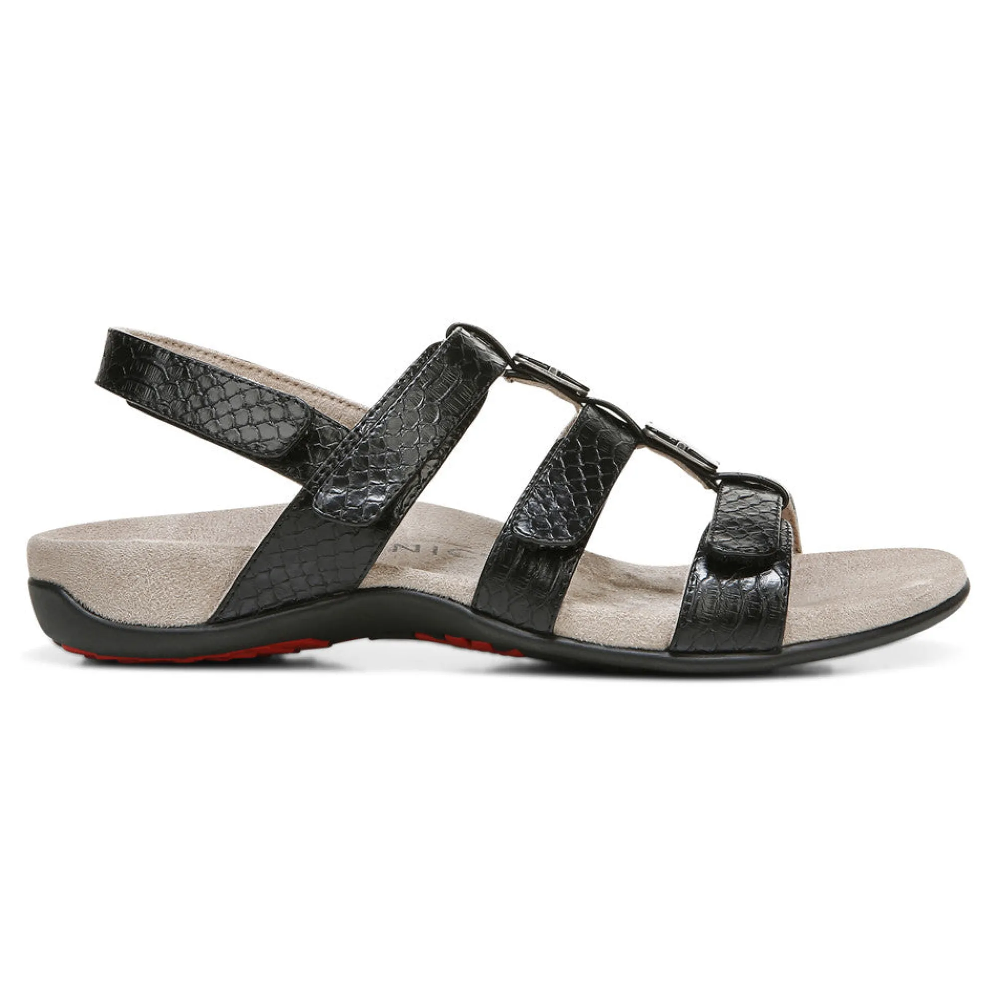 Outlet Vionic Amber Adjustable Sandal (Wide) Black Croco|Black Metallic|Black Snake|Gold Cork