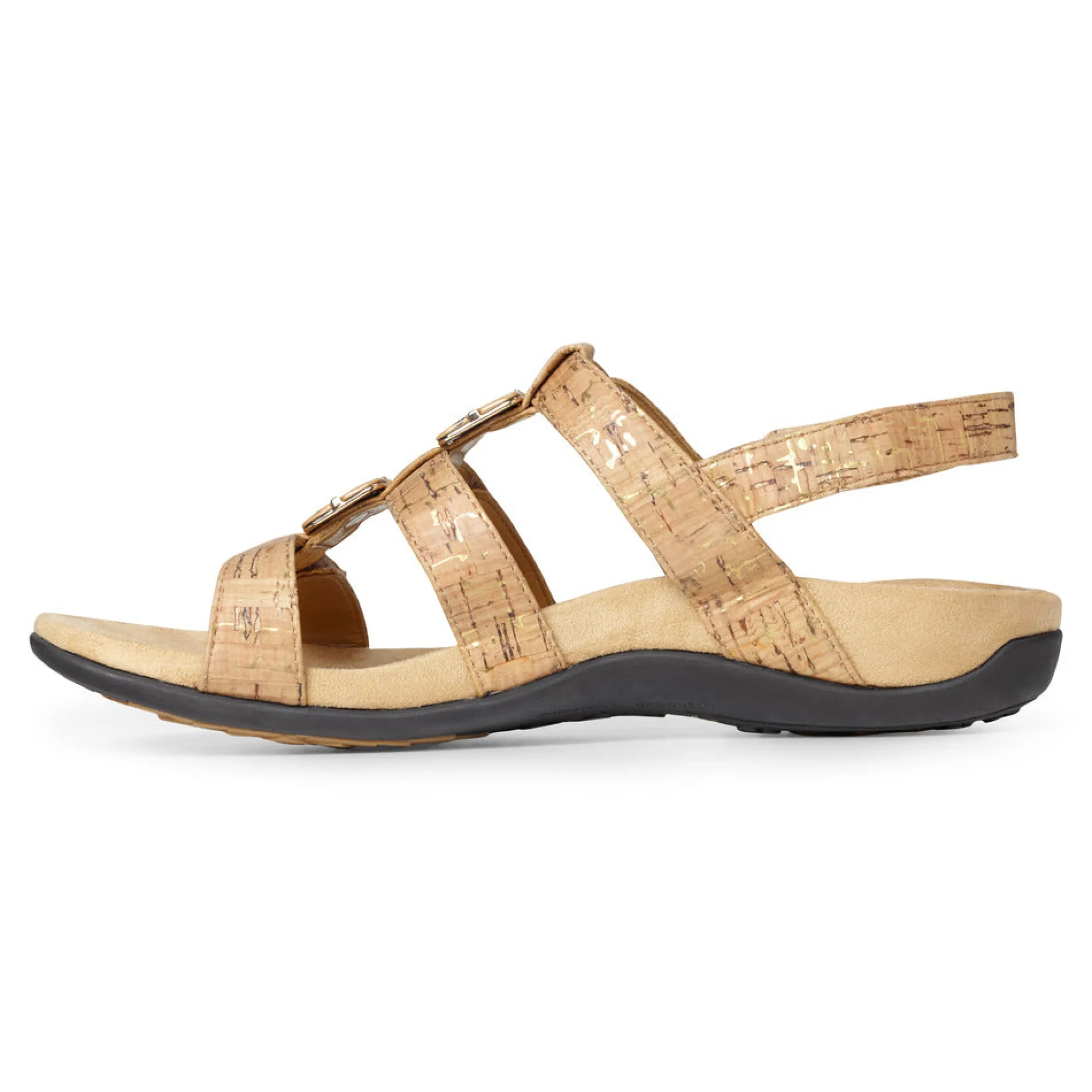 Outlet Vionic Amber Adjustable Sandal (Wide) Black Croco|Black Metallic|Black Snake|Gold Cork