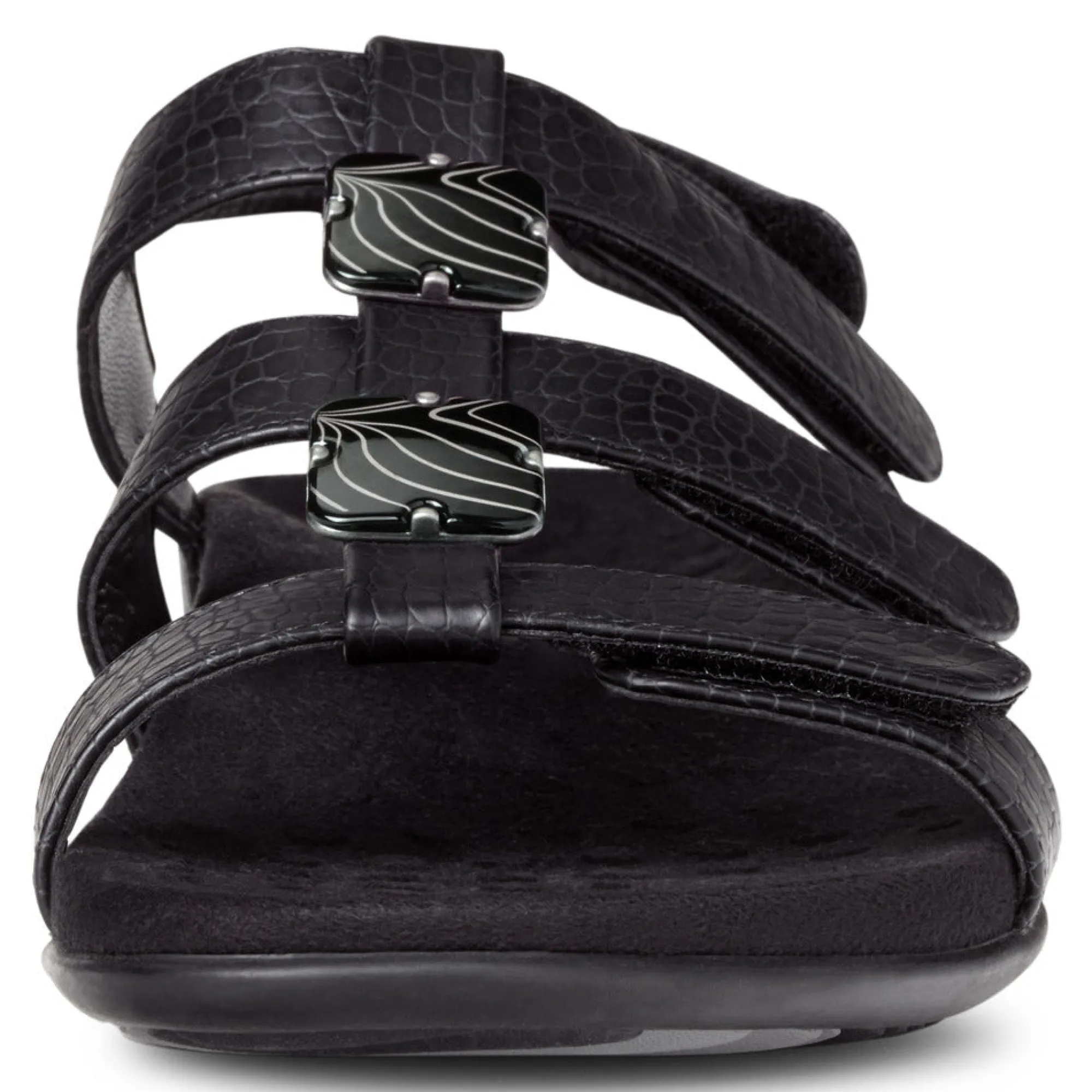 Outlet Vionic Amber Adjustable Sandal (Wide) Black Croco|Black Metallic|Black Snake|Gold Cork