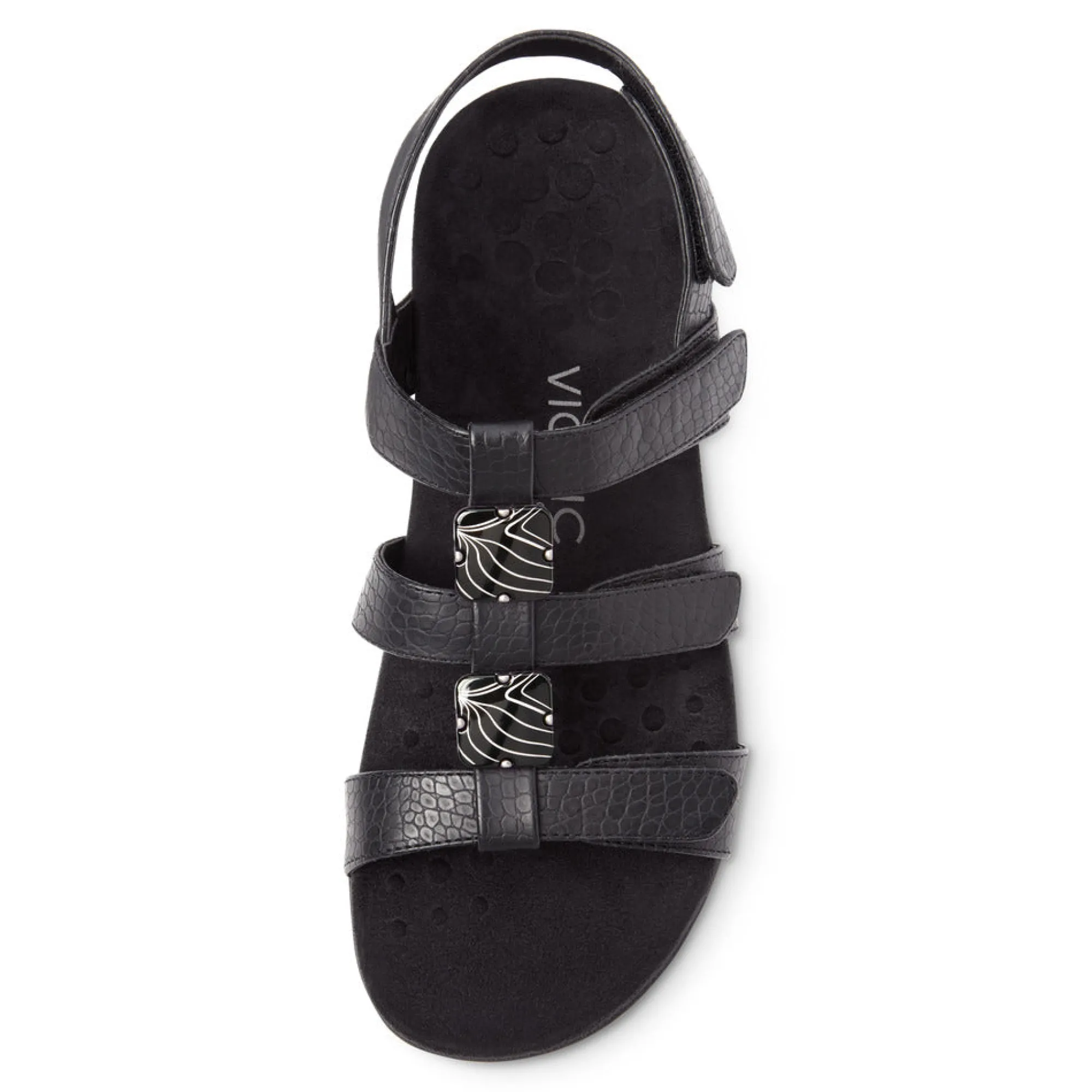 Outlet Vionic Amber Adjustable Sandal (Wide) Black Croco|Black Metallic|Black Snake|Gold Cork