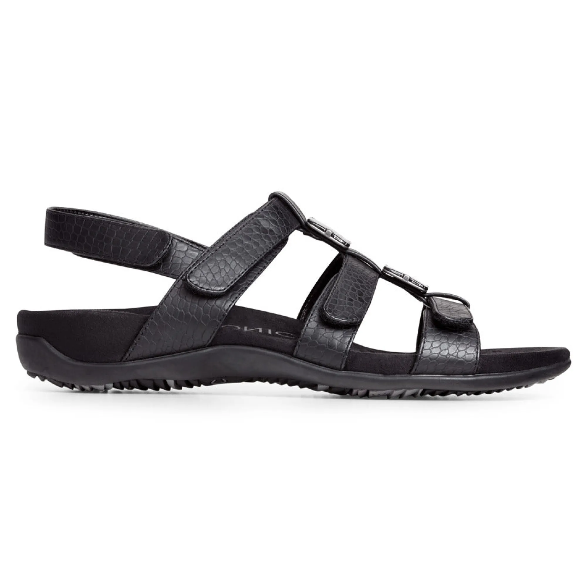 Outlet Vionic Amber Adjustable Sandal (Wide) Black Croco|Black Metallic|Black Snake|Gold Cork