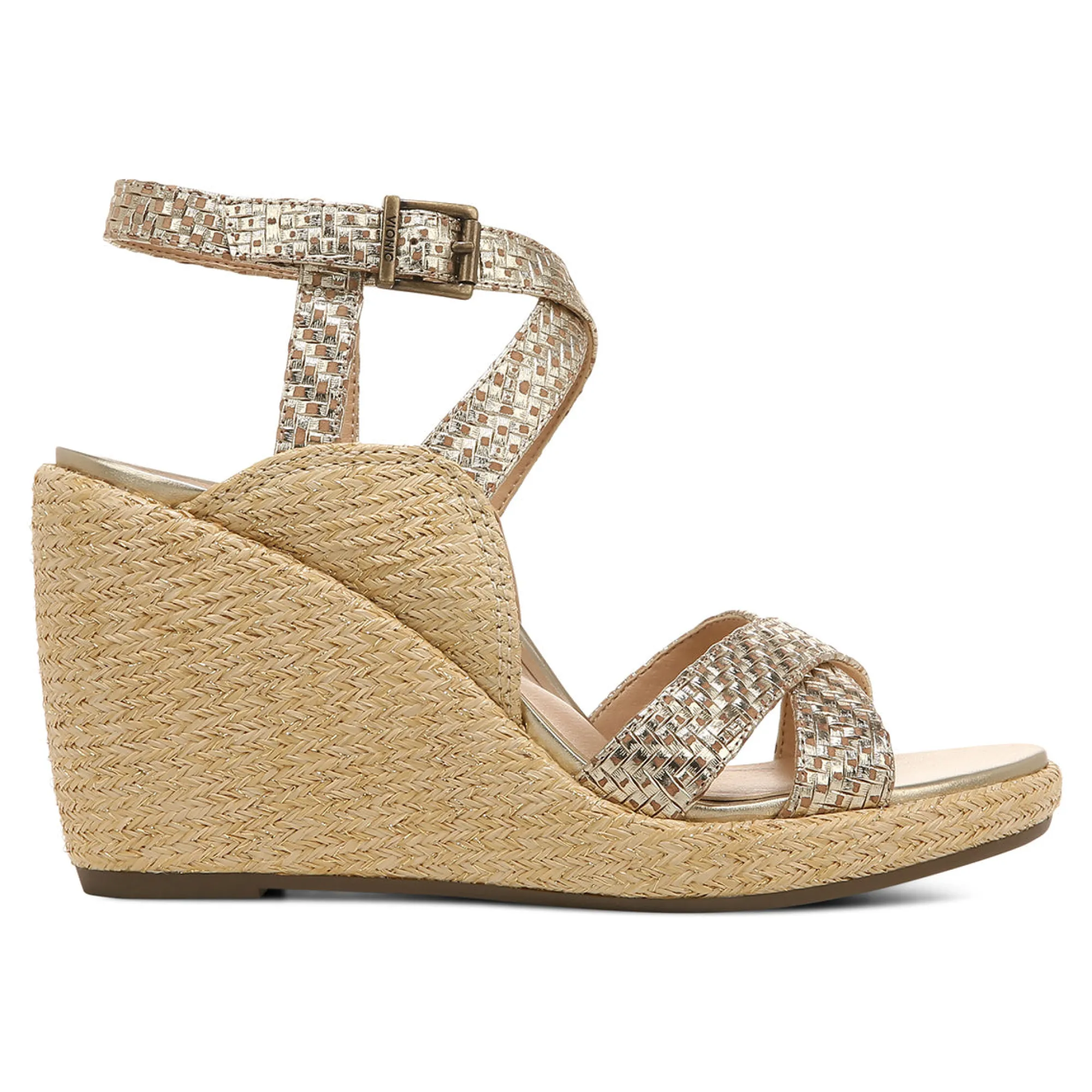 Hot Vionic Bonita Wedge Sandal Gold|Black|Macaroon