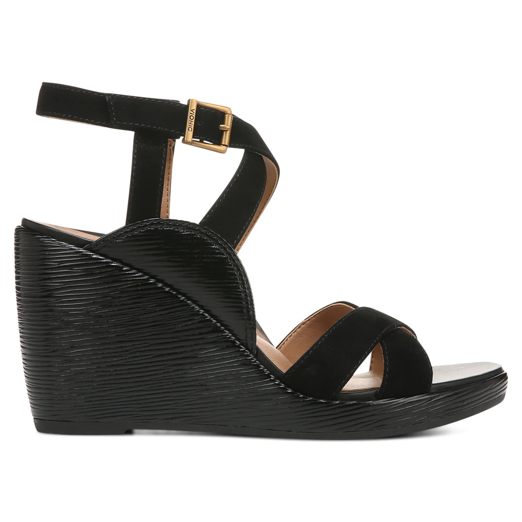 Hot Vionic Bonita Wedge Sandal Gold|Black|Macaroon