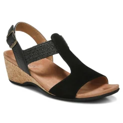 Clearance Vionic Kaytie Wedge Sandal Black|Blue Haze|Clay|Semolina