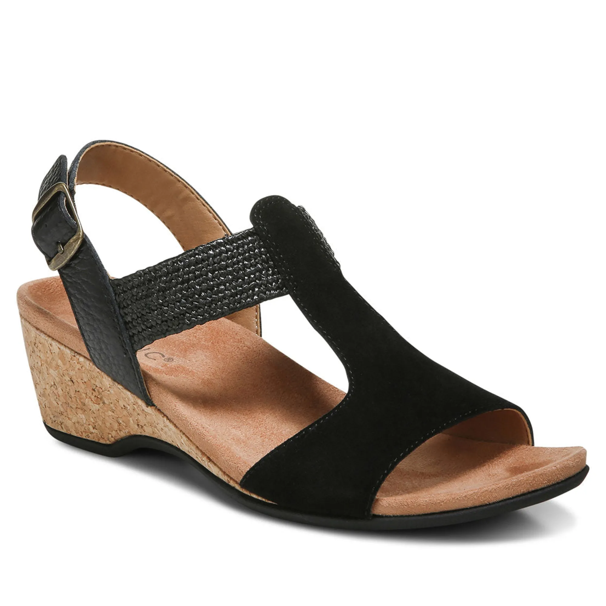 Online Vionic Kaytie Wedge Sandal Black|Blue Haze|Clay|Semolina